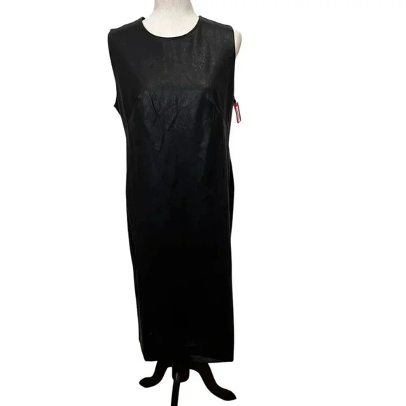 NEW Spanx Leather Like Sleeveless Sheath Dress Black‎  Women’s Size large NWT - Picture 4 of 13
